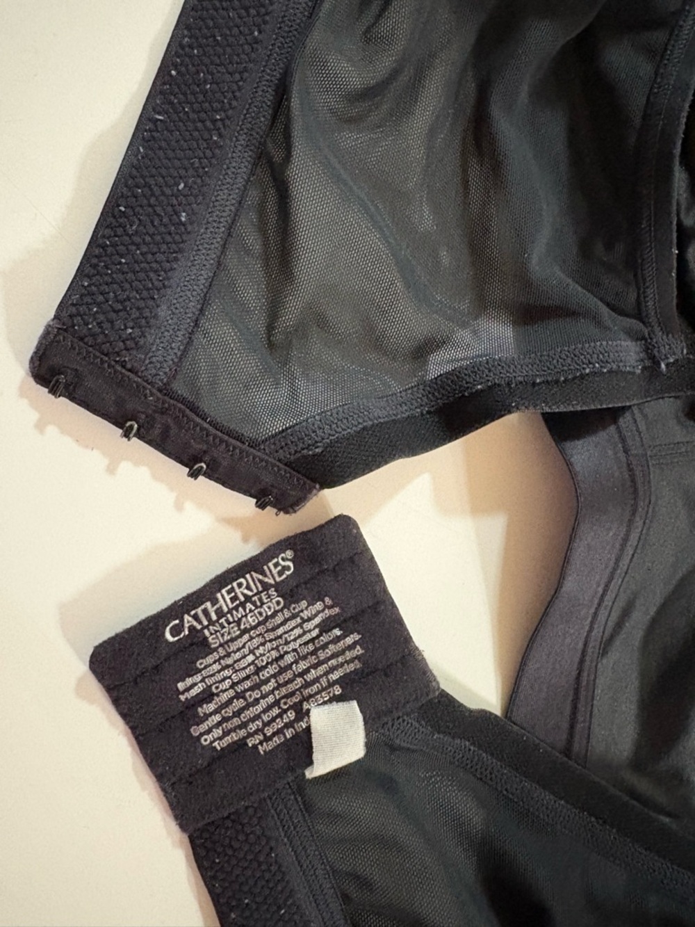 Catherines Black Supportive Wireless Bra with Mesh Panels - Picture 3 of 4